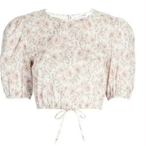 Intermix Poppy Puff Sleeve Floral Cotton Crop Top Size Small